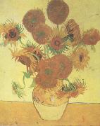 Vincent Van Gogh Still life:Vast with Fourteen Sunflowers (nn04) USA oil painting artist
